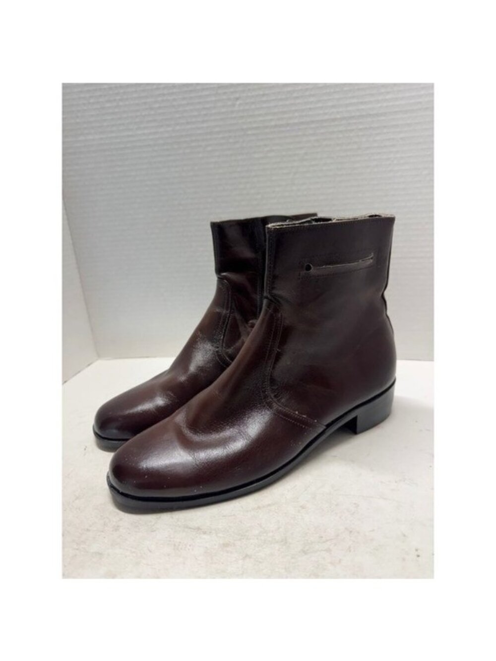 West Field Brown Leather Handmade Ankle Boots Mens 8 AK18 Side Zip USA Made